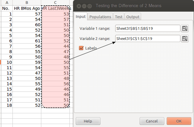 How to Use Gnumeric in Comparing Two Groups of Data 3 highlight variable 2