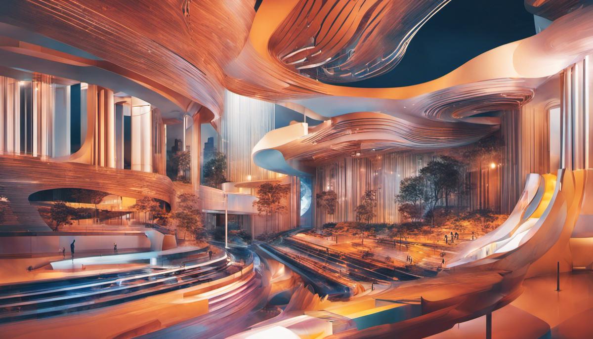 Generative Artificial Intelligence: A Comprehensive Guide 4 Illustration of a generative AI model generating various creative outputs such as artworks, music, and architectural designs.